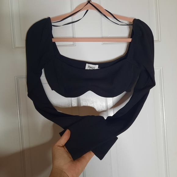 Princess Polly Black Long Sleeve Crop Top - Picture 3 of 5